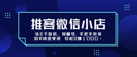 推客微信小店依托于微信、视频号，手把手教你如何快速变现 轻松日入1k+【揭秘】-轻创星球网