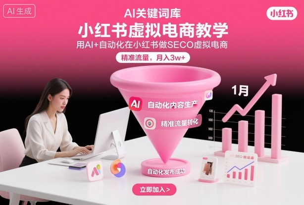 小红书虚拟电商项目，用AI+自动化在小红书做SEO虚拟电商，精准流量，月入3w+-轻创星球网