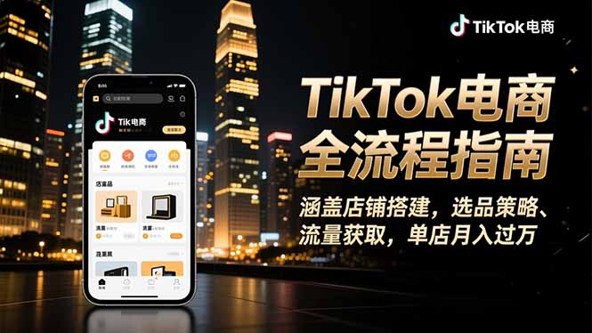 TikTok电商全流程指南，涵盖店铺搭建、选品策略、流量获取，单店月入过万-轻创星球网