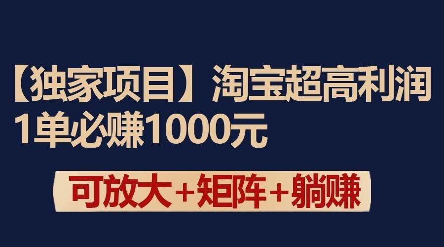 独家淘宝超高利润项目：1单必赚1000元，可放大可矩阵操作-轻创星球网