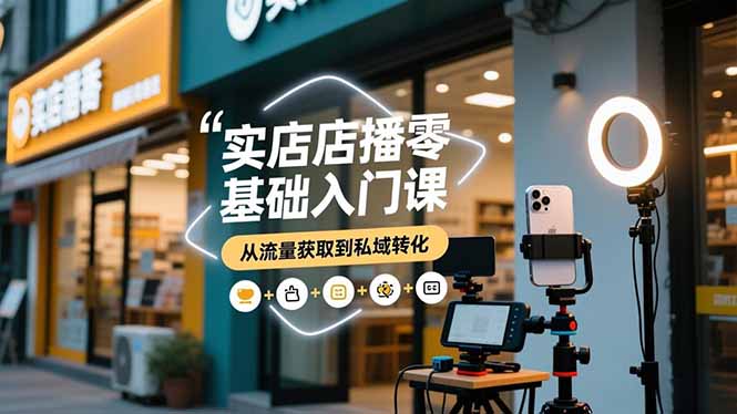 实体店播零基础入门课，实体店+短视频+直播+微信生态+私域社群，从流量获取到私域转化-轻创星球网
