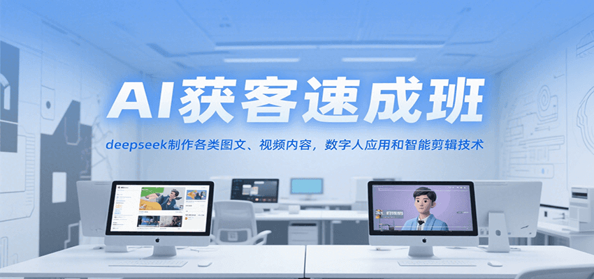 AI获客速成班，deepseek制作各类图文、视频内容，数字人应用和智能剪辑技术-轻创星球网