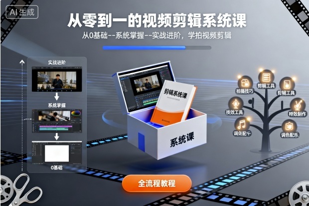 从零到一的视频剪辑系统课，从0基础--系统掌握--实战进阶，学拍视频剪辑-轻创星球网