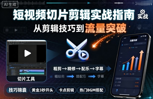 短视频切片剪辑实战指南，从剪辑技巧到流量突破-轻创星球网