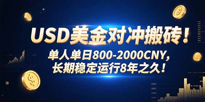 USD美金对冲搬砖!单人单日800-2000CNY，长期稳定运行8年之久!-轻创星球网
