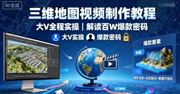 三维地图视频制作教程，大V全程实操，解读百W爆款密码-轻创星球网