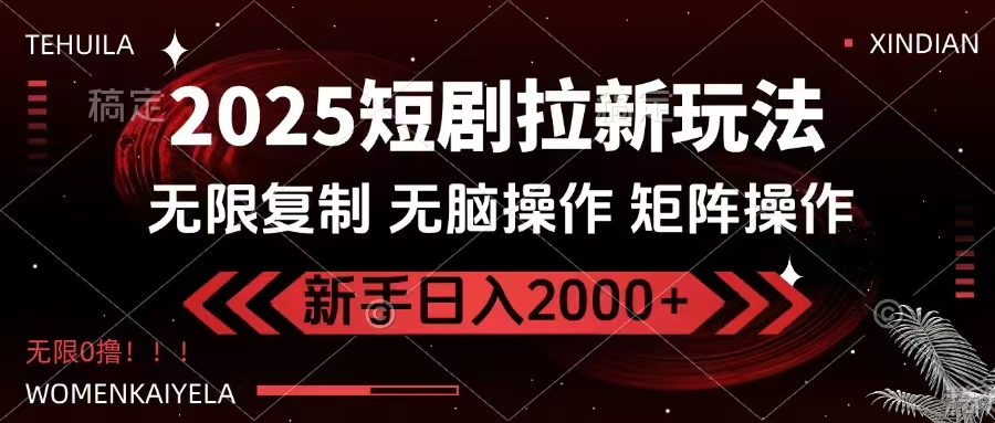 2025短剧拉新玩法，无需注册登录，无限0撸，无脑批量操作日入2000+-轻创星球网