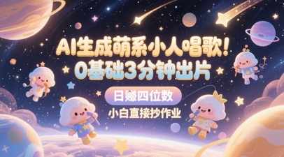 AI生成萌系小人唱歌，0基础3分钟出片，28个作品涨粉8.9W，单条最高19W赞，日入四位数，小白直接抄作业-轻创星球网
