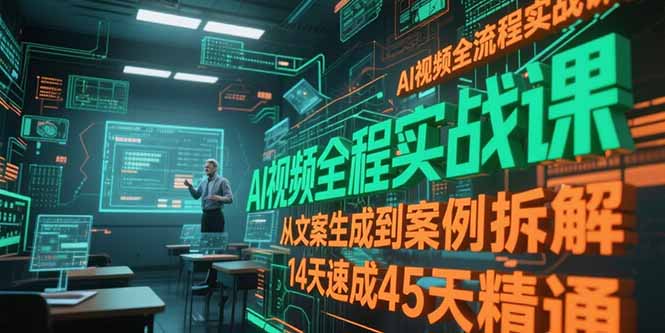 AI视频全流程实战课，从文案生成到案例拆解，14天速成45天精通-轻创星球网