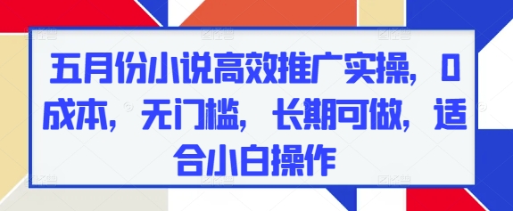 五月份小说高效推广实操，0成本，无门槛，长期可做，适合小白操作-轻创星球网