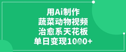 用Ai制作蔬菜动物视频，治愈系天花板，单日变现1k-轻创星球网