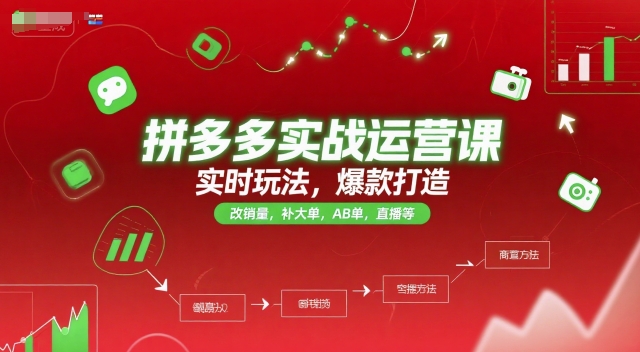 拼多多实战运营课，实时玩法，爆款打造，改销量，补大单，AB单，直播等(更新2025月)-轻创星球网