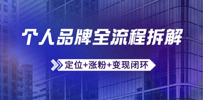 个人品牌全流程拆解：定位+涨粉+变现闭环，微信生态运营与资源整合-轻创星球网