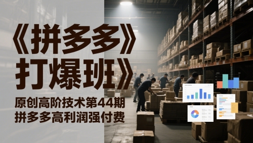 《拼多多打爆班》原创高阶技术第44期，拼多多高利润强付费-轻创星球网
