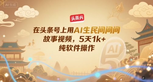 在头条号上用AI生民间故事视频，5天1k+，纯软件操作-轻创星球网