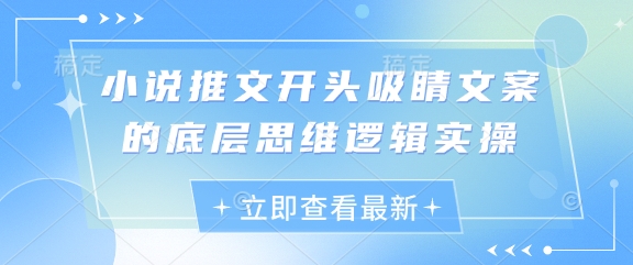 小说推文开头吸睛文案的底层思维逻辑实操-轻创星球网