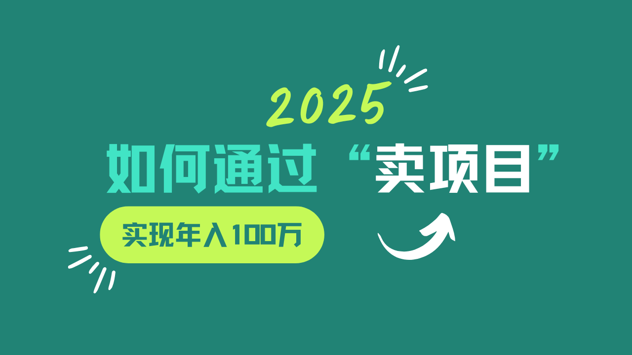 2025年如何通过“卖项目”实现年入100w-轻创星球网