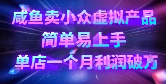 咸鱼卖小众虚拟产品，简单易上手，单店一个月利润破W-轻创星球网