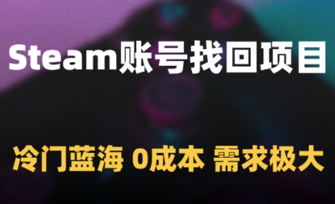 Steam账号找回项目，冷门蓝海，0成本，需求极大-轻创星球网