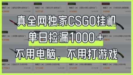 真全网独家CSGO挂G，单日捡漏1k+【揭秘】-轻创星球网