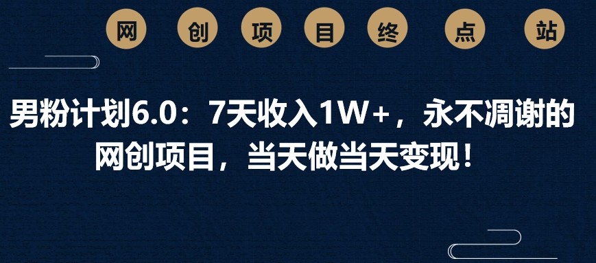 男粉计划6.0：7天收入1W+，永不凋谢的网创项目，当天做当天变现！-轻创星球网
