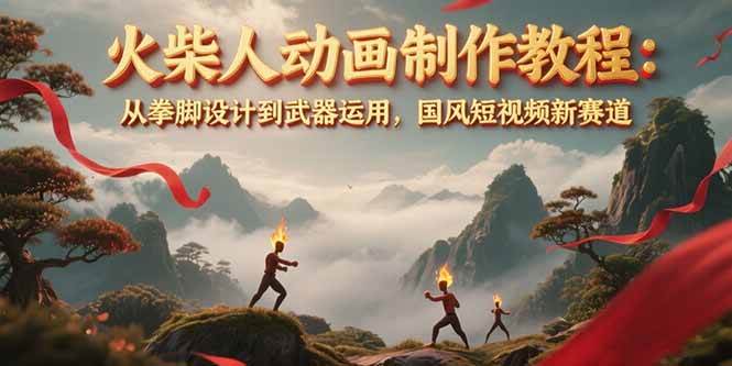 火柴人动画制作教程：从拳脚设计到武器运用，国风短视频新赛道-轻创星球网