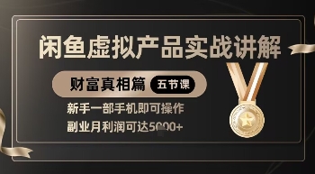 精品！闲鱼虚拟产品实战讲解，新手一部手机即可操作，副业月利润可达5k+-轻创星球网
