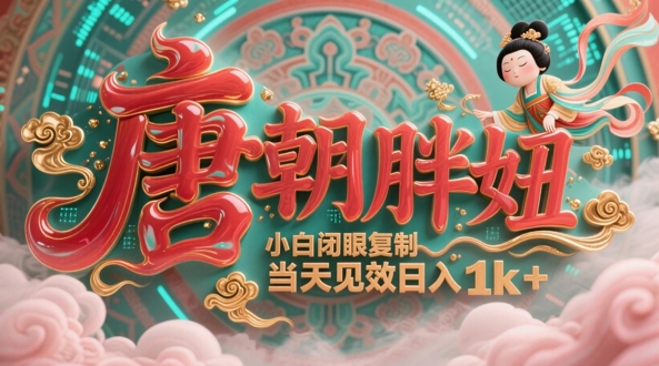 用AI克隆“唐朝胖妞”日更3条，平台疯狂推流，小白闭眼复制，当天见效，日入1k+-轻创星球网