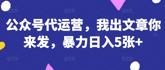 公众号代运营，我出文章你来发，暴力日入5张+【揭秘】-轻创星球网