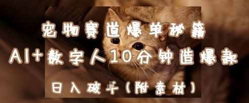 宠物赛道爆单秘籍：AI+数字人10分钟造爆款，日入1k-轻创星球网