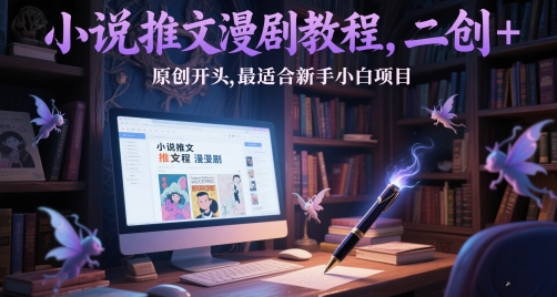 小说推文漫剧教程，二创+原创开头，最适合新手小白项目-轻创星球网