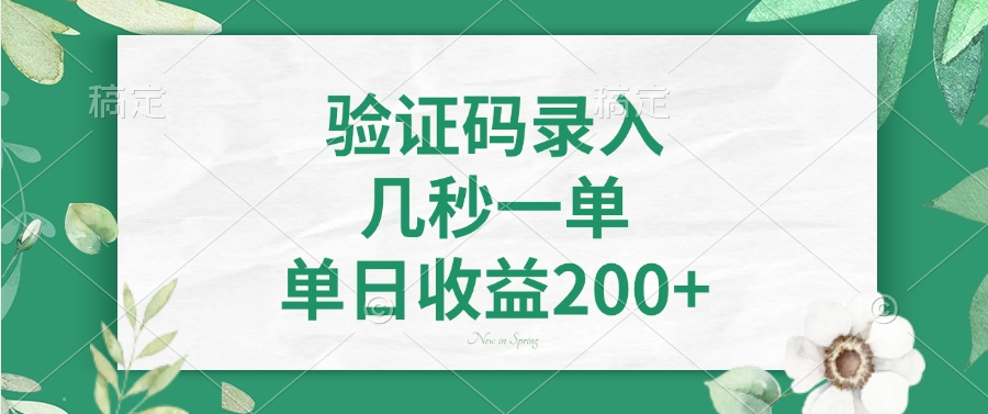验证码录入，几秒一单，单日收益200+-轻创星球网