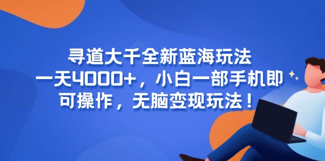 寻道大千全新蓝海玩法，一天4000+，小白一部手机即可操作，无脑变现玩法！-轻创星球网