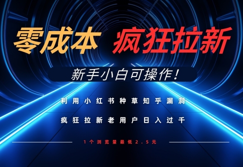 利用小红书种草知乎漏洞，零成本疯狂拉新日入数张，新手小白可操作-轻创星球网