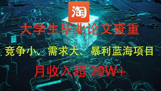 大学生毕业论文查重，暴利蓝海项目，月收入过1W+-轻创星球网