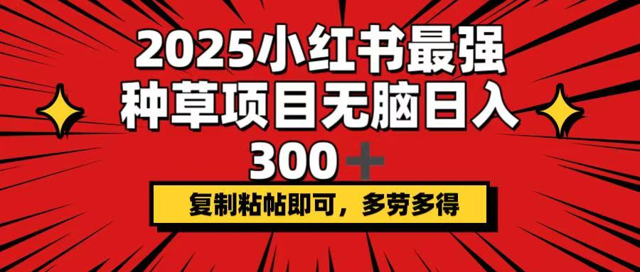 2025小红书最强种草项目，无脑日入300+，复制粘帖即可，多劳多得-轻创星球网