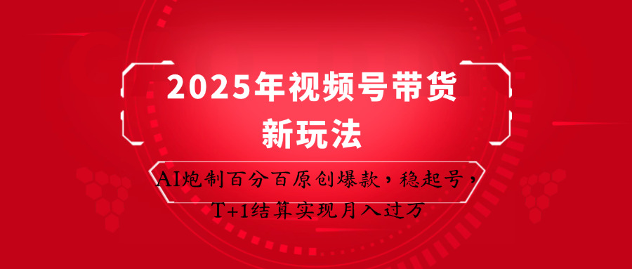 2025年视频号带货新玩法：AI炮制百分百原创爆款，稳起号，T+1结算实现月入过万-轻创星球网
