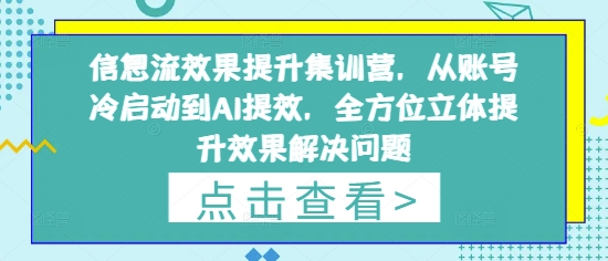 信息流效果提升集训营，从账号冷启动到AI提效，全方位立体提升效果解决问题-轻创星球网