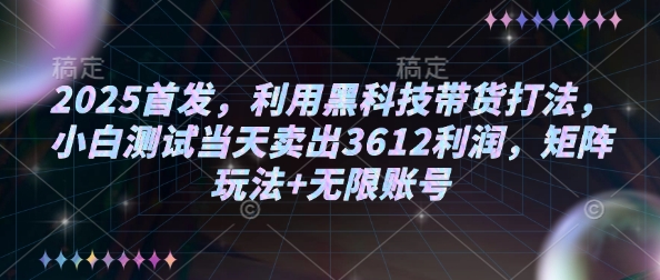 2025首发，利用黑科技带货打法，小白测试当天卖出3612利润，矩阵玩法+无限账号【揭秘】-轻创星球网