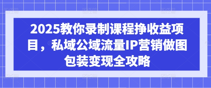 2025教你录制课程挣收益项目，私域公域流量IP营销做图包装变现全攻略-轻创星球网