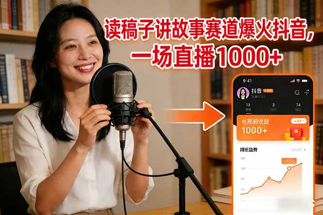 读稿子讲故事赛道爆火抖音，一场直播日入1000+-轻创星球网