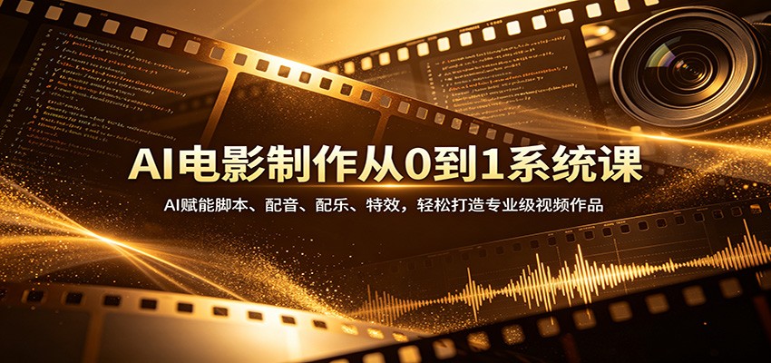 AI电影制作从0到1系统课：AI赋能脚本、配音、配乐、特效，轻松打造专业级视频作品-轻创星球网
