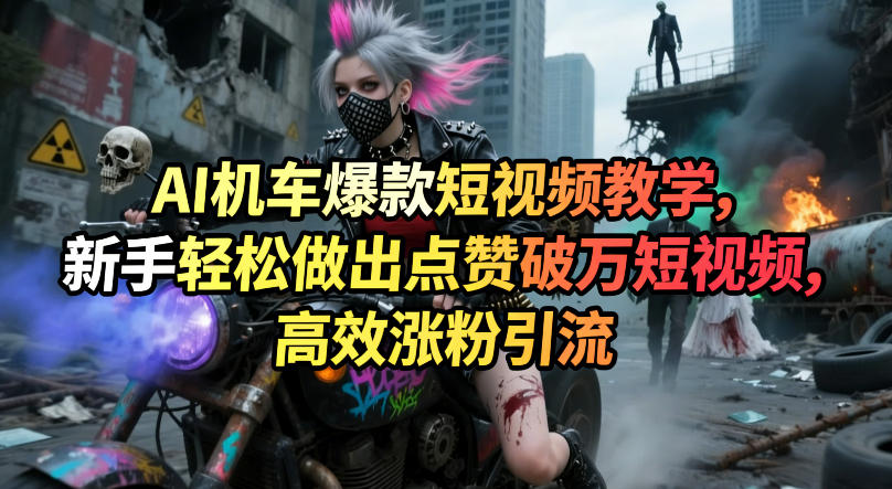 AI机车爆款短视频教学，新手轻松做出点赞破万短视频，高效涨粉引流-轻创星球网