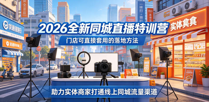 2026全新同城直播特训营，门店可直接套用的落地方法，助力实体商家打通线上同城流量渠道-轻创星球网