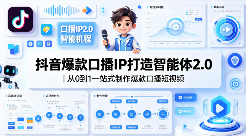 抖音爆款口播IP打造智能体2.0｜从0到1一站式制作爆款口播短视频-轻创星球网