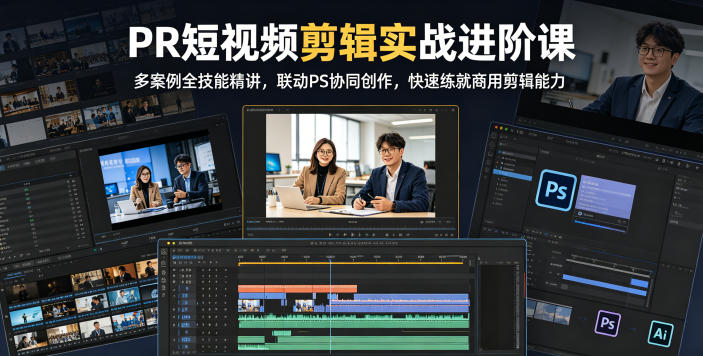 PR短视频剪辑实战进阶课，多案例全技能精讲，联动PS协同创作，快速练就商用剪辑能力-轻创星球网