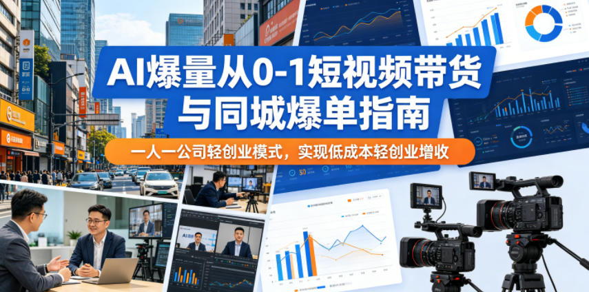 AI爆量从0-1短视频带货与同城爆单指南，一人一公司轻创业模式，实现低成本轻创业增收-轻创星球网