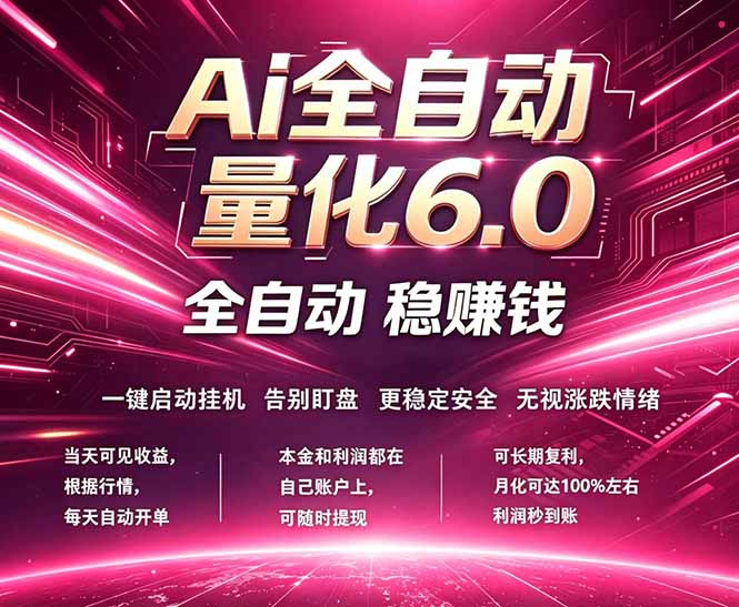 最新AI量化交易6.0，24小时自动运行，绿色稳定！日入1000+-轻创星球网
