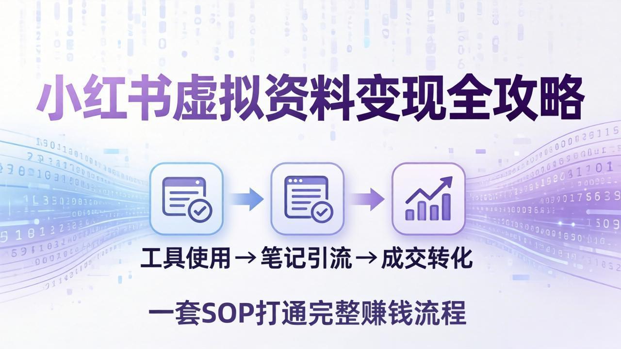 小红书虚拟资料变现全攻略：从工具使用到笔记引流成交，一套 SOP 打通完整赚钱流程-轻创星球网