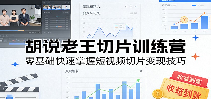 胡说老王切片训练营，零基础快速掌握短视频切片变现技巧-轻创星球网